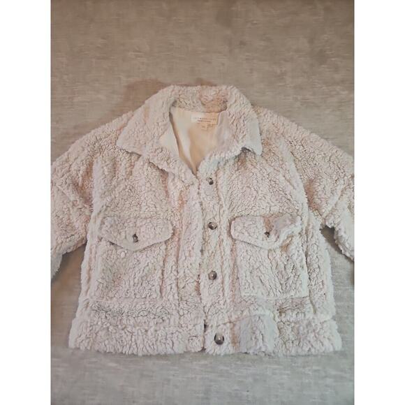 SALT WATER LUX WOMEN'S SHERPA BUTTON UP JACKET IVORY Medium NEW - Picture 5 of 10